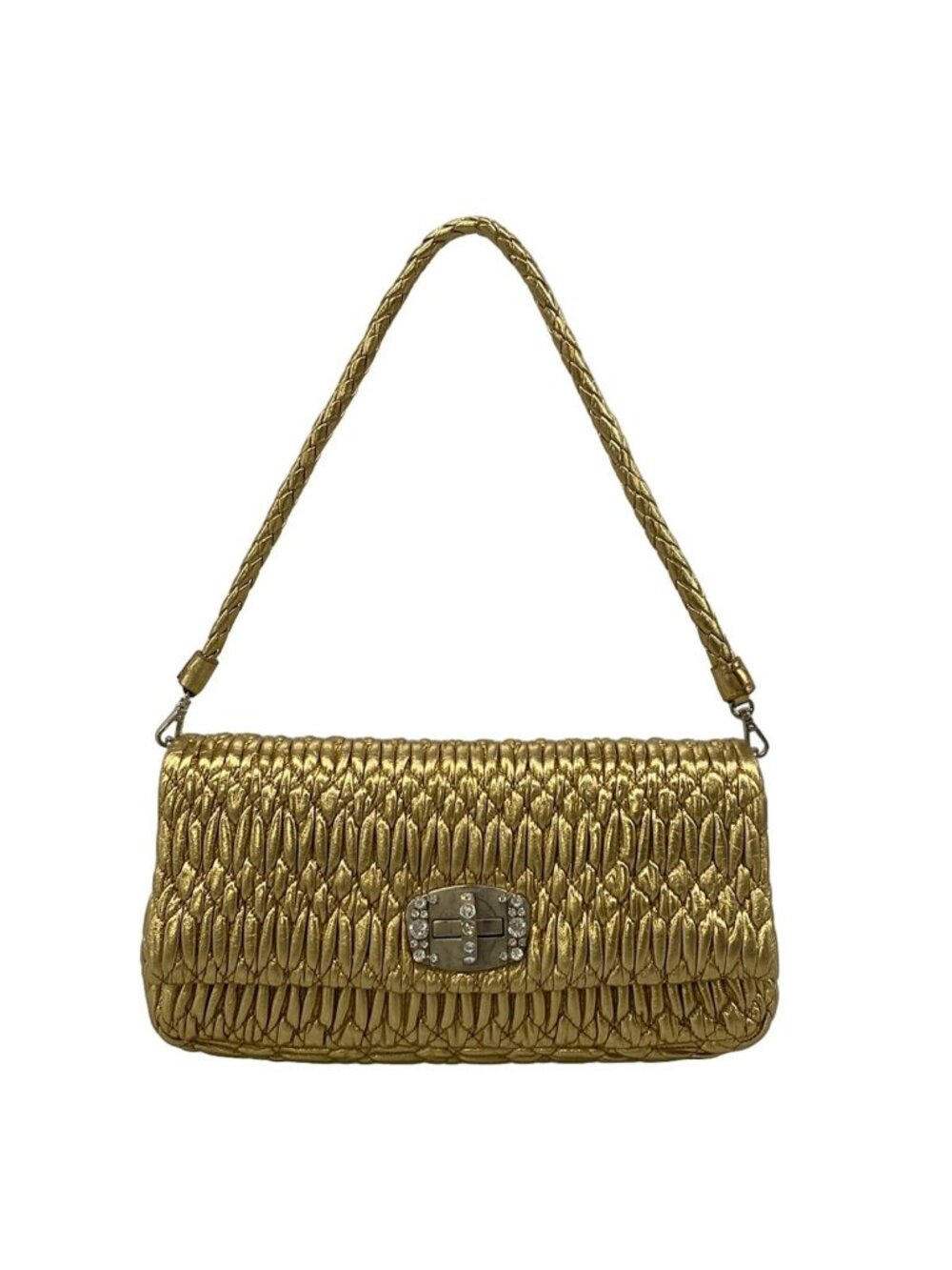 Miu Miu Shoulder Bag Gold Leather